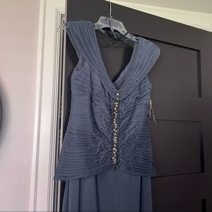 Mother of the Bride/Groom Slate Navy Blue Long Dress